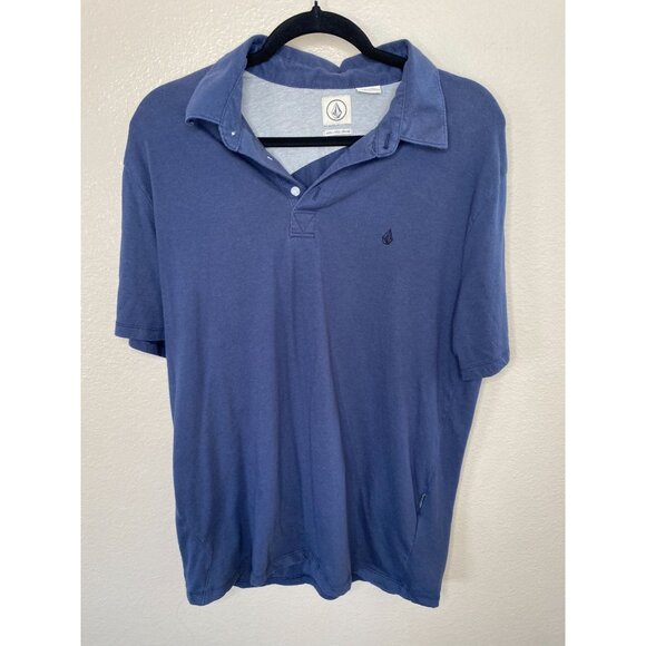 Volcom Mens Blue Polo Shirt L Cotton/Polyester Blend Short Sleeve‎ Casual Wear - Picture 2 of 7